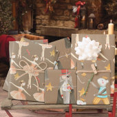 Rustikaler Kraft Nutcracker Ballett Weihnachtsfeie Geschenkpapier Set