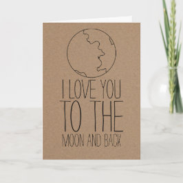 Rustikaler Kraft Papier Niedlich Moon Valentinstag Feiertagskarte