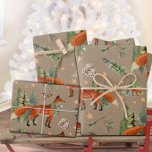 Rustikaler Kraft Red Fox in einem Weihnachtswald Geschenkpapier Set