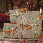 Rustikaler Kraft Red Fox in einem Weihnachtswald Geschenkpapier Set
