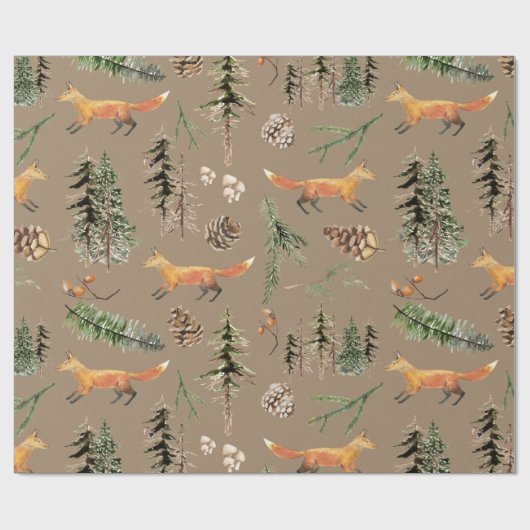 Rustikaler Kraft Roter Fox im Wald Geschenkpapier (Flach)