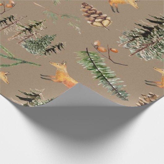 Rustikaler Kraft Roter Fox im Wald Geschenkpapier (Ecke)