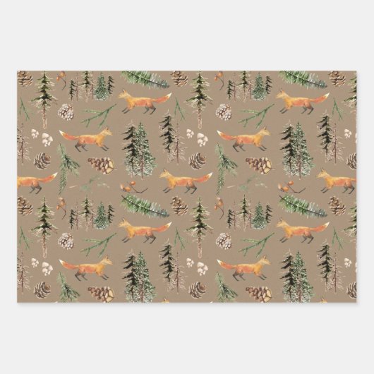 Rustikaler Kraft Roter Fox im Wald Geschenkpapier Set (Vorderseite 3)