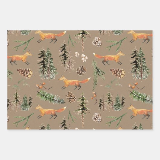 Rustikaler Kraft Roter Fox im Wald Geschenkpapier Set (Vorderseite 2)