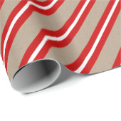 Rustikaler Kraft Roter Streifen Urlaub Geschenkpapier (Rolleneckpunkt)