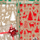 Rustikaler Kraft Roter Wald Reindeer Geschenkpapier
