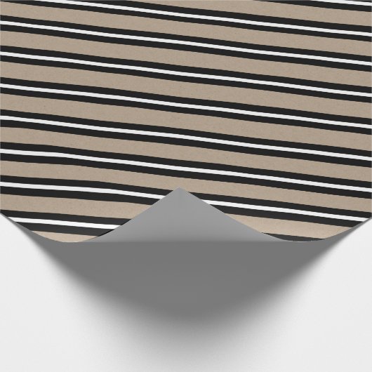 Rustikaler Kraft Schwarz-weißer Breitband-Urlaub Geschenkpapier (Ecke)