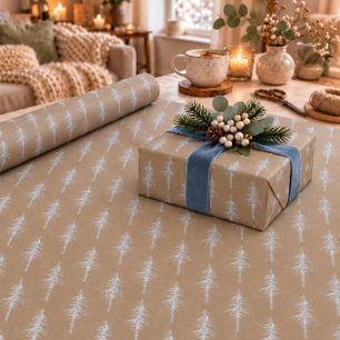 Rustikaler Kraft Silber Waldkiefernwaldumschlag Geschenkpapier