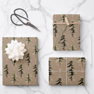 Rustikaler Kraft-Wald 1 Geschenkpapier Set