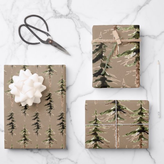 Rustikaler Kraft-Wald 2 Geschenkpapier Set (Vorderseite)