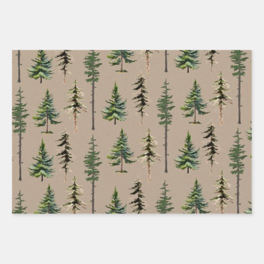 Rustikaler Kraft-Wald Kiefernwald Geschenkpapier Set (Vorderseite 2)
