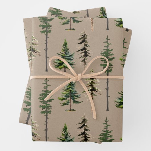Rustikaler Kraft-Wald Kiefernwald Geschenkpapier Set (Beispiel)