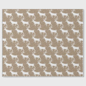 Rustikaler Kraft Weißer Stag Reindeer Schneefall Geschenkpapier (Flach)