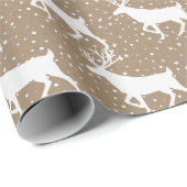 Rustikaler Kraft Weißer Stag Reindeer Schneefall Geschenkpapier (Rolleneckpunkt)