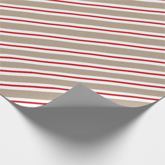 Rustikaler Kraft Weißer Streifen Urlaub Geschenkpapier (Ecke)