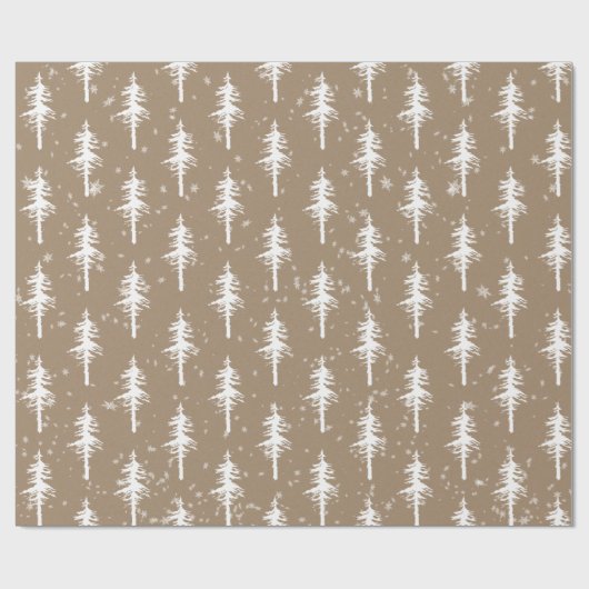 Rustikaler Kraft Weißwald Sparse Spruce Tree Geschenkpapier (Flach)