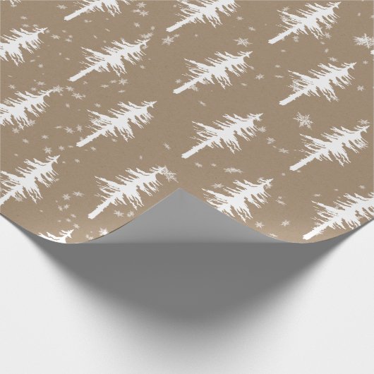 Rustikaler Kraft Weißwald Sparse Spruce Tree Geschenkpapier (Ecke)