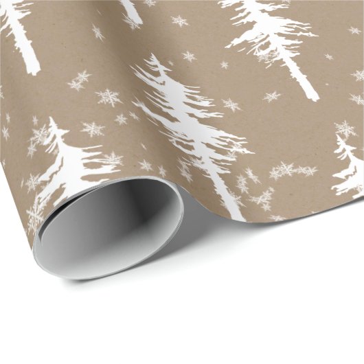 Rustikaler Kraft Weißwald Sparse Spruce Tree Geschenkpapier (Rolleneckpunkt)
