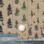 Rustikaler Kraft Winter Woodland Spruce Tree Renti Geschenkpapier Set