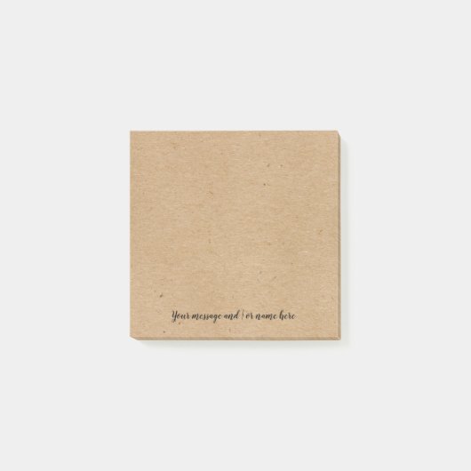 Rustikaler Kraftpapier-Stil personalisiert Post-it Klebezettel (Vorderseite)