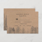 Rustikaler Krampf Herbst Kiefernbäume uAwg Hochzei RSVP Karte (Vorne/Hinten)