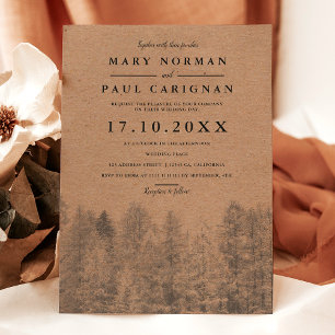 Rustikaler Krampf Herbst Kiefernwald Hochzeit Einladung