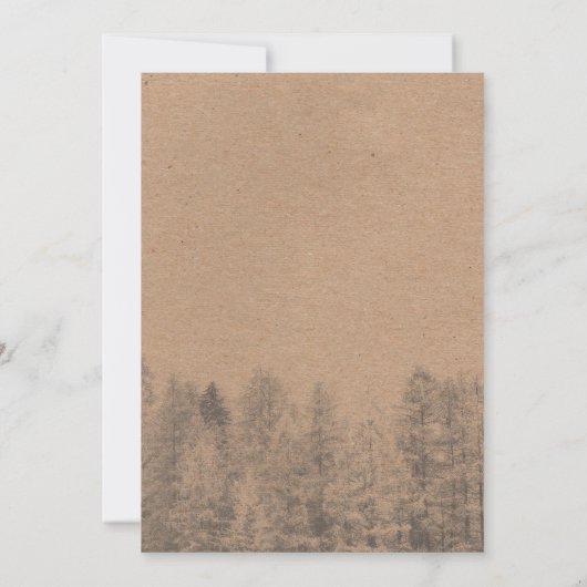 Rustikaler Krampf Herbst Kiefernwald Hochzeit Einladung (Rückseite)