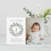 Rustikaler Kranz 1. Geburtstag Party Einladung (Stehend Vorderseite)