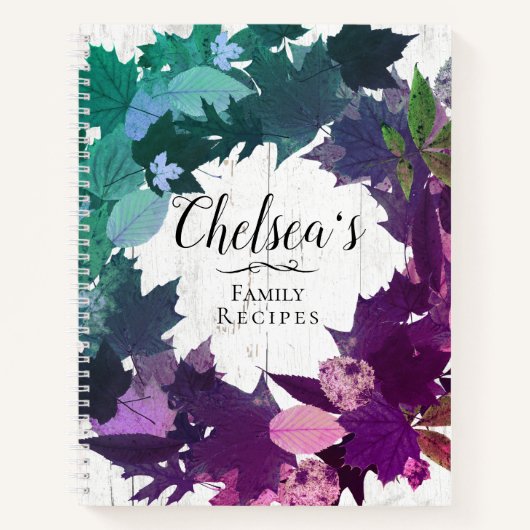 Rustikaler Kranz Aquamarines Lila Familienrezept B Notizblock (Vorderseite)