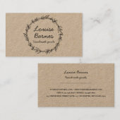 Rustikaler Kranz auf Kraftpapier-Visitenkarte Visitenkarte (Vorne/Hinten)