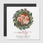 Rustikaler Kranz Elegantes Weihnachtsfest - Kunden Magnetkarte (Vorne/Hinten)