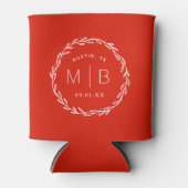 Rustikaler Kranz Hochzeitsmonogramm | Rot Dosenkühler (Vorderseite)