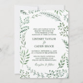 Rustikaler Kranz mit grünen Blätter feierliche Hoc Einladung (Vorderseite)