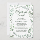 Rustikaler Kranz mit grünen Blätter Probe Mittages Einladung (Vorderseite)