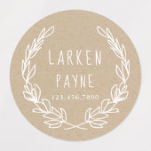 Rustikaler Kranz-Papier-Kid Etiketten (Design 2)