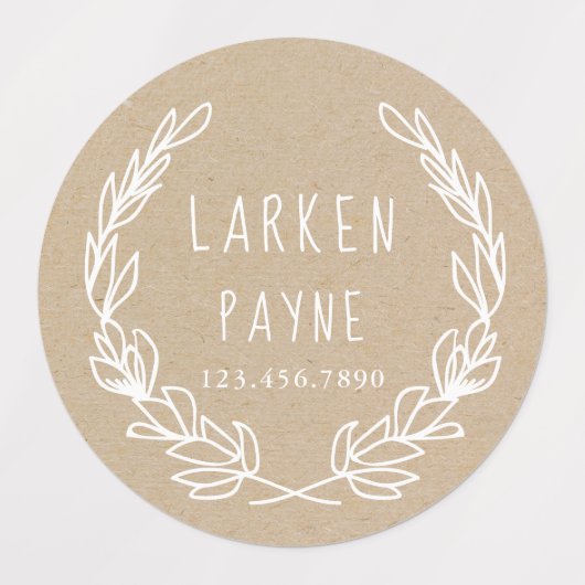 Rustikaler Kranz-Papier-Kid Etiketten (Design 2)