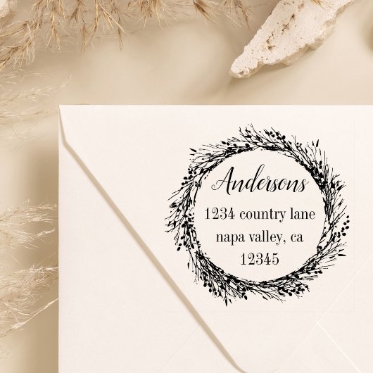 Rustikaler Kranz | Rücksendeadresse von Familienna Gummistempel