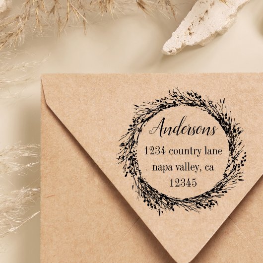 Rustikaler Kranz | Rücksendeadresse von Familienna Permastempel