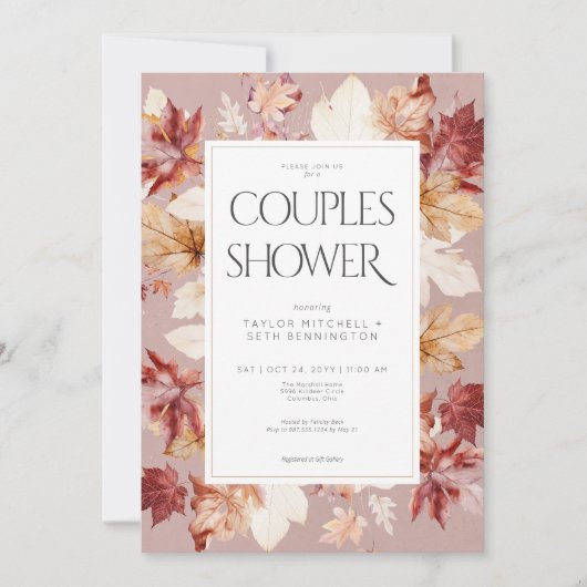 Rustikaler Kranz von Herbstlauben Weintrauben Dusc Einladung (Vorderseite)