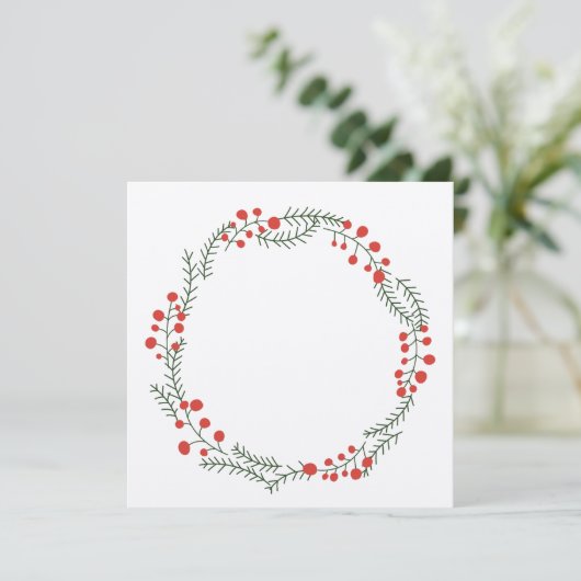 Rustikaler Kranzrahmen Blankowein Feiertagskarte (Stehend Vorderseite)