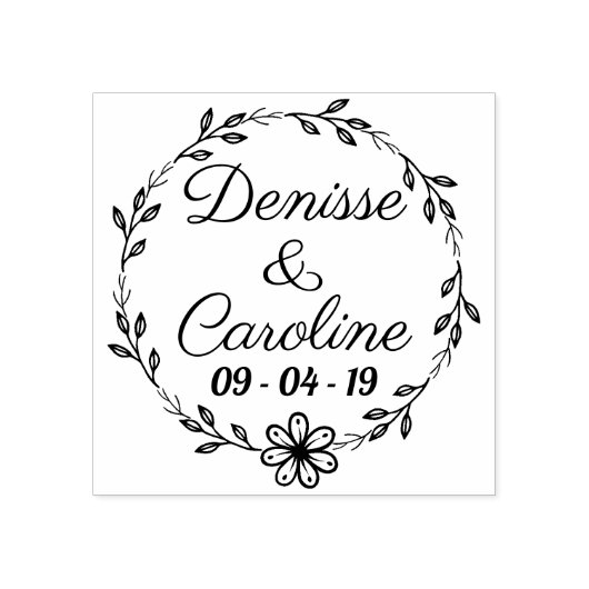 Rustikaler Kreis Verlasse Blume Save the Date Gummistempel (Prägung)