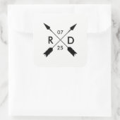 Rustikaler Kreuzbogen | Benutzerdefiniertes Hochze Quadratischer Aufkleber (Tasche)