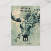 Rustikaler Kuh Skull Floral Boho Western Visitenkarte (Vorderseite)