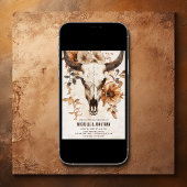 Rustikaler Kuhschädel floraler Boho Alle in einer Einladung