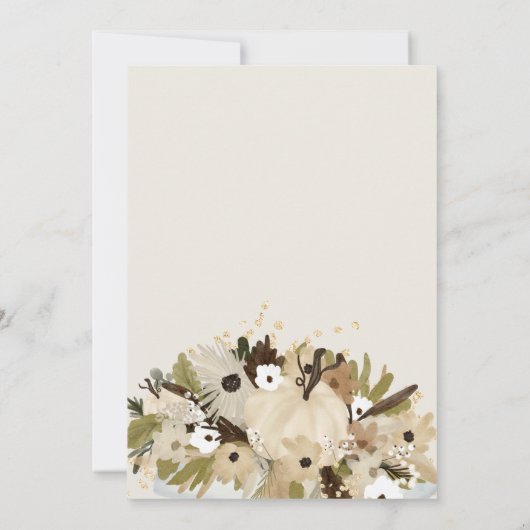 Rustikaler Kürbis blumenneutral Oh Babydusche Einladung (Rückseite)