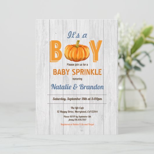 Rustikaler Kürbis Einladung (Stehend Vorderseite)