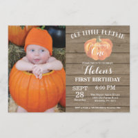 Rustikaler Kürbis-erste Geburtstags-Einladung