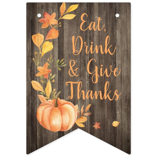 Rustikaler Kürbis-Fall-Ernte-Erntedank Wimpelkette (Zweite Fahne)