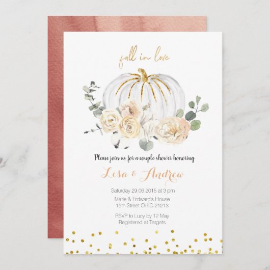 Rustikaler Kürbis-Fall in Liebe-Paar-Dusche Einladung (Vorne/Hinten)