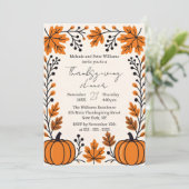 Rustikaler Kürbis Herbst Verliert Erntedank Dinner Einladung (Stehend Vorderseite)